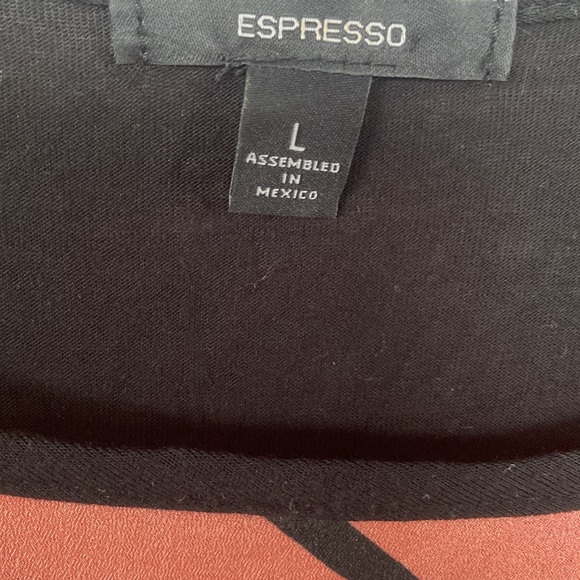 Espresso Blush and Black abstract Printed short sleeve scoop neck blouse, size L - Picture 3 of 7